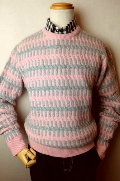 【セール５０％ＯＦＦ】 アンジェロガルバス ＧARBASUS 【セーター】【秋冬アウトレット現品限り品】【メンズウェア】【ニット】【カシミヤ】【ガルバス服】 カシミヤ混編み柄セーター ピンク