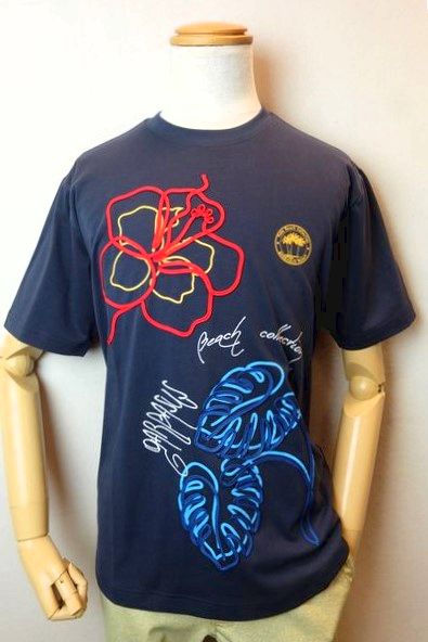 セール３５％ＯＦＦ アンジェロガルバス ＧARBASUS アンジェロアクティブ 半袖Ｔシャツ ２０２５春夏新作 メンズウェア カットソー アンジェロ服 テープコード刺繍柄半袖Ｔシャツ ネイビー