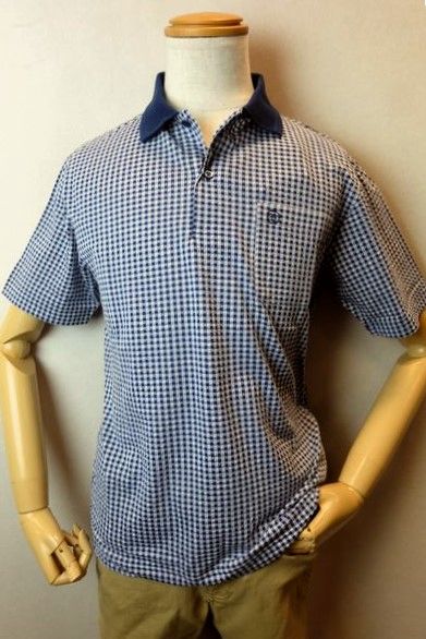 セール５０％ＯＦＦ ヴィンチ VINCI 半袖ポロシャツ ２０２５春夏新作 メンズウェア カットソー ヴィンチ服 シアサッカーストレッチ半袖ポロシャツ ブルー
