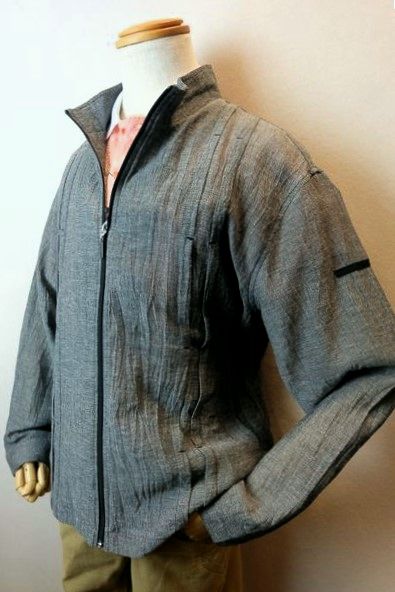 セール５０％ＯＦＦ ヴィンチ VINCI ブルゾン ２０２５春夏新作 メンズウェア 綿麻シーチング生地 ヴィンチ服 綿麻シーチング地ブルゾン グレー