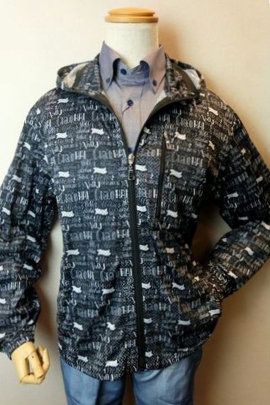 セール50%OFF ヴィンチ VINCI パーカー 2025春夏新 メンズウェア ストレッチメッシュ生地 ヴィンチ服 プリント柄メッシュパーカー ブラック|フォーシーズン・ギャラリー