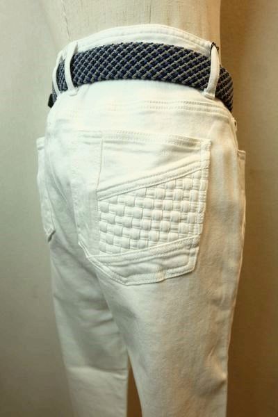 コードビー 秋冬(ALL) 2024 ジーンズ 82cm ~ 100cm サイズ 黒 レザー使い 牛革 ストレッチ メンズ 紳士服 大きいサイズ バラシ テイスト デニムパンツ CODE-B