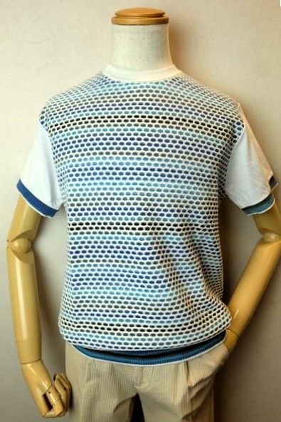 【セール３０％ＯＦＦ】 ＢOB ボブ 半袖Ｔシャツ 春夏インポート品 メンズウェア インポート イタリア製 カットソー ニット BOB服 ニット使い半袖Ｔシャツ ホワイト｜フォーシーズン・ギャラリー