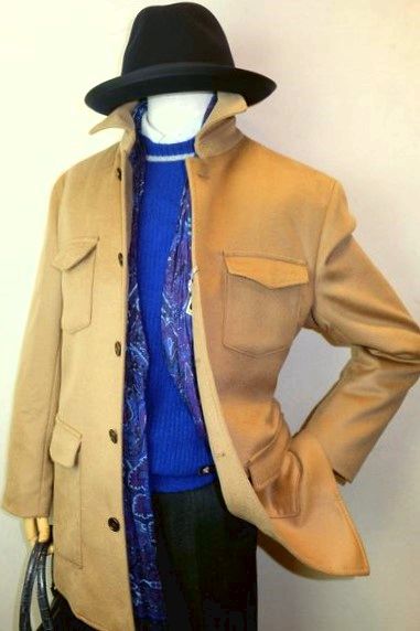 セール３５％ＯＦＦ シッスル THISTLE 創作屋 カシミヤ100%ジャケット カバーオールジャケット 日本製 秋冬新作 メンズウェア カシミヤ100%カバーオールジャケット キャメル