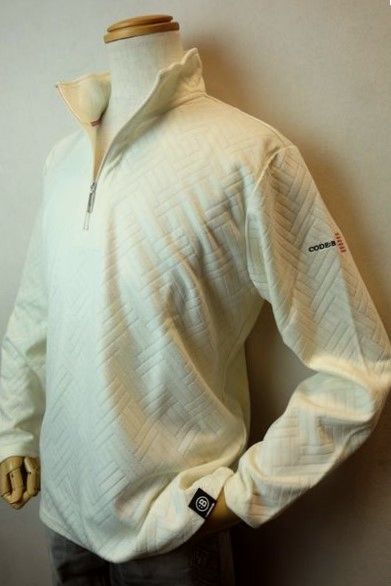 【大売り出し３５％ＯＦＦ】 コードビー CODE:B カットソー ２０２５秋冬新作 メンズウェア ロングＴシャツ ジャかばい立て織り バラシ コードビー服 手かご読み合わせる柄ＺＩＰカットソー 象牙色