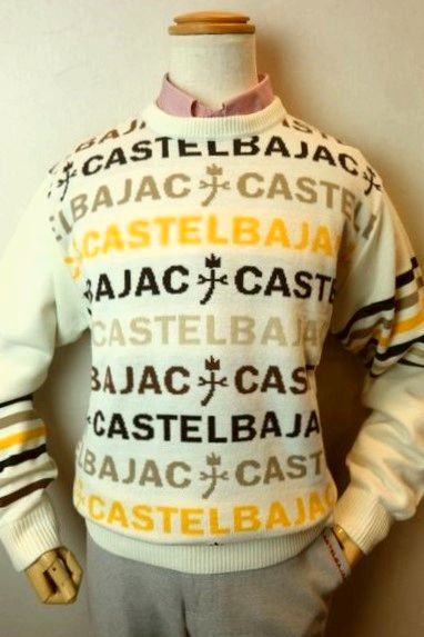 大売り出し３５％ＯＦＦ カステルバジャック CASTELBAJAC スウェーター ２０２５秋冬新作 メンズウェア 編み物 ゴルフ カステルバジャック服＆御徒面子 間借り人ロゴタイプ編みジャガードセーター 象牙色