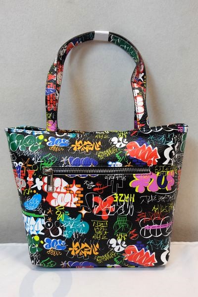 アルベルトボニー ALBERTO BONI 【手提げバッグ】【レザーバッグ】【MADE IN ITALY】【メンズ】【レディース】【アルベルトボニー 鞄】 イタリア製アートプリントレザーミニ手提げバッグ ブラック