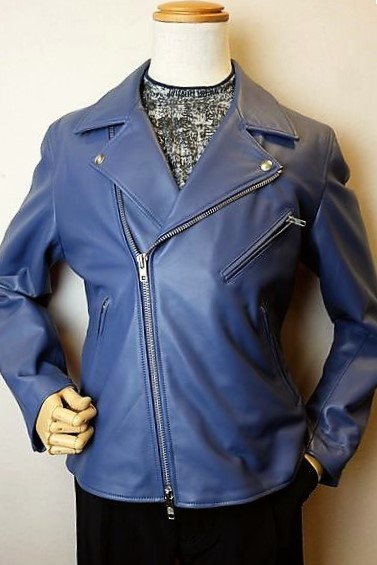 ラウラフェリーチェ LauraFelice 【ライダースジャケット】【秋冬パターンオーダー承り品】【メンズウェア】【レザーブルゾン】【ラウラフェリーチェ服】 ライダースジャケット ブルー｜フォーシーズン・ギャラリー
