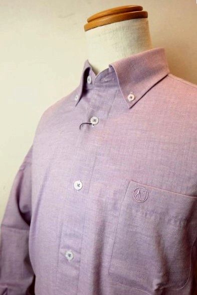 セール３５％ＯＦＦ アンジェロ ANGELO カジュアルシャツ ２０２５秋冬新作 メンズウェア ボタンダウンカラー アンジェロ服 へリンボン織り柄ボタンダウンシャツ ラベンダー