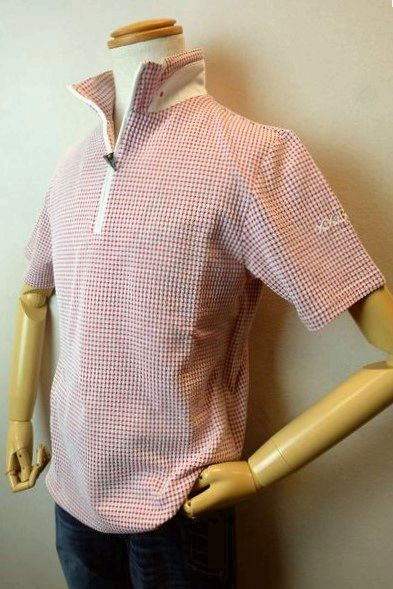 セール３０％ＯＦＦ コードビー CODE:B 半袖Ｔシャツ ２０２６春夏新作 メンズウェア ＺＩＰカットソー バラシ コードビー服 チェックジャガードＺＩＰ半袖Ｔシャツ レッド｜フォーシーズン・ギャラリー