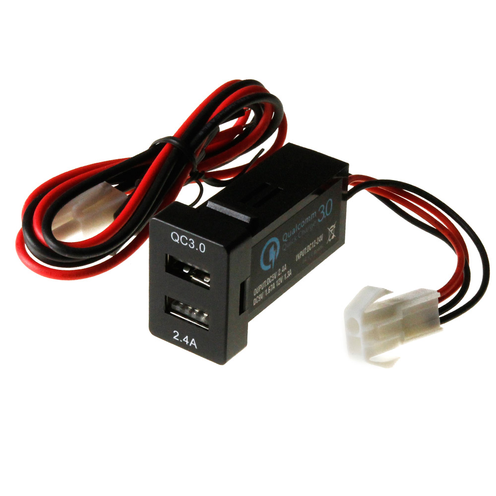 楽天市場】トヨタ 2USBポート シガーソケットから電源取出カプラ USB電源供給 増設USB 5V 3.1A 青LED点灯 蓋付き ヒューズ付き  約33mm×23mm (トクトヨ)Tokutoyo : ６６-ｃｕｓｔｏｍ 徳豊パーツ