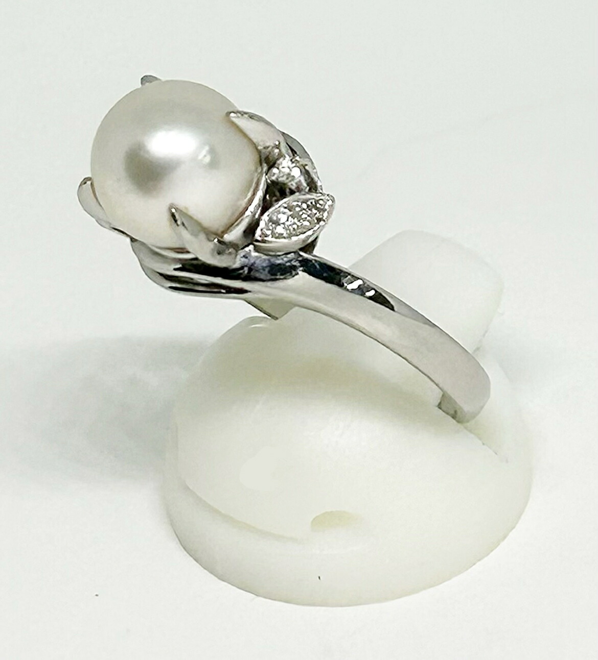 【菊地質店】【中古】Pt900 真珠 約8.3mm ダイヤモンド0.07ct 指輪 サイズ18号【送料無料】【質屋出店】【smtb-TK】＜15-17＞