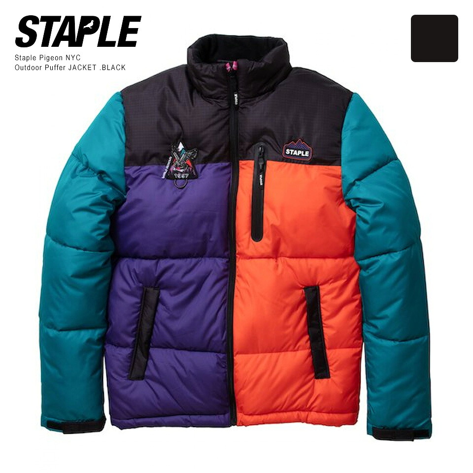 STAPLE PIGEON NYC ステイプル ピジョン ニューヨーク クレイジーパターン アウトドア 中綿ジャケット /STAPLE PIGEON Outdoor Puffer Jacket Black 90s 90年代 ビンテージ風 アウトドア風 暖かい