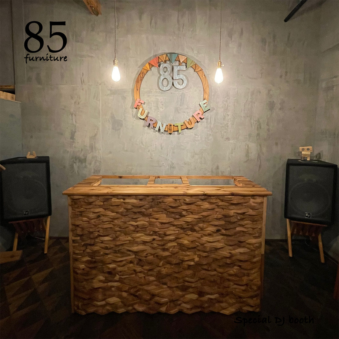 【DJブース】　DJテーブル　レコードラック　サスティナブル　無垢材【サイズオーダー可能】｜85furniture
