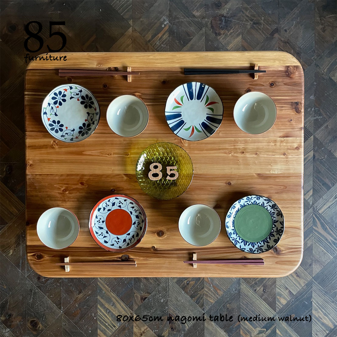 【和みローテーブル】80×65cm 折りたたみ脚　無垢材 ちゃぶ台　コーヒーテーブル【サイズオーダー可能】