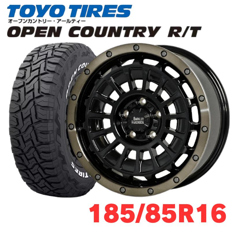ジムニー用 ホイールセット 16インチ 4本セット TOYOタイヤ OPEN COUNTRY R/T 185/85R16 ＆ HOT STUFF BARKLEY HARDROCK ROGAN 16インチ 6J 5H139.7 -5