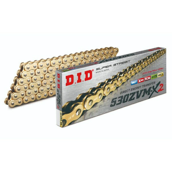 DID 530ZVM-X2-114L ZJ(カシメ) GOLD　大同工業株式会社 D.I.D バイクチェーン