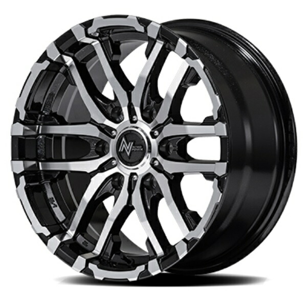 4本セット MID NITRO POWER M26 CROSSFANG 15インチ 6J 6H139 +33 ブラックメタリック/ミラーカット