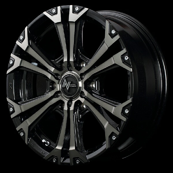 4本セット MID NITRO POWER JAVELIN 17インチ 6.5J 6H139 +38 M1B BKメタリックポリッシュ+BKクリア+ピアスミルド