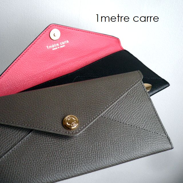 ノベルティ 1metre carre アンメートルキャレ 長金入れ シュリンク なめし革 雁の使い ウォレット LU30820 ベージュ/薄墨色ベージュ/黒いこと/ゴールド