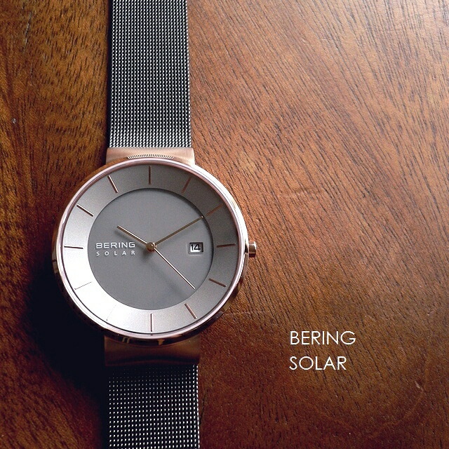 BERING ベーリング メッシュバンド ソーラー 腕時計 Scandinavian Solar 14639-369 グレー/ローズ｜Ac-Lounge