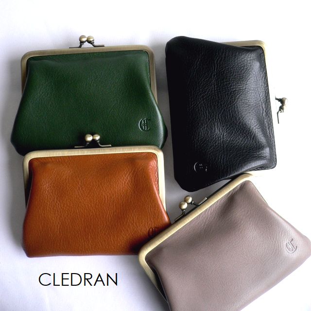 レザークリームプレゼント クーポン対象外 CLEDRAN クレドラン 財布 レザー がま口 折り財布 マルチケース CL2874 RAPI WALLET キャメル グリーン グレー ブラック