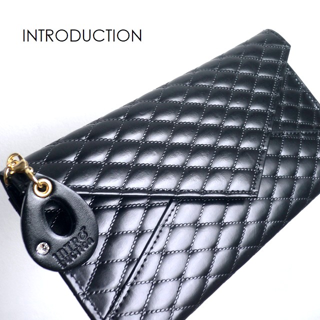 ノベルティ INTRODUCTION イントロダクション 長財布 薄マチ キルティング型押し レザーウォレットCOCO ココ 1601-130 ブラック|Ac-Lounge