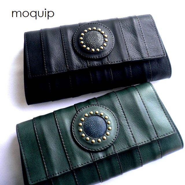 ノベルティ＆レザークリームプレゼント moquip モキップ ガルーシャ ステアレザー クラッチペダル 長金入れ WLG06190 オークル色/駱駝/緑であること/黒いこと