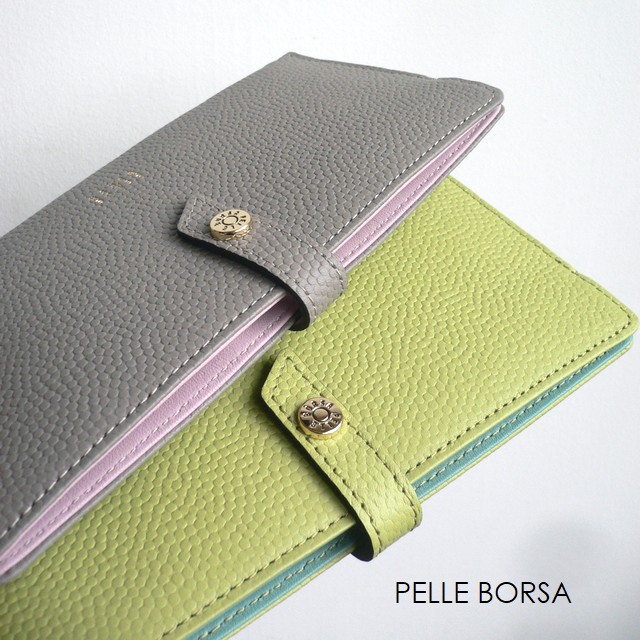 10％offクーポン PELLE BORSA ペレボルサ 長財布 キャビアシボ 型押しレザー スリムウォレット 5442 Fine Goods トープ/グレー/グリーン/パープル 12,870円