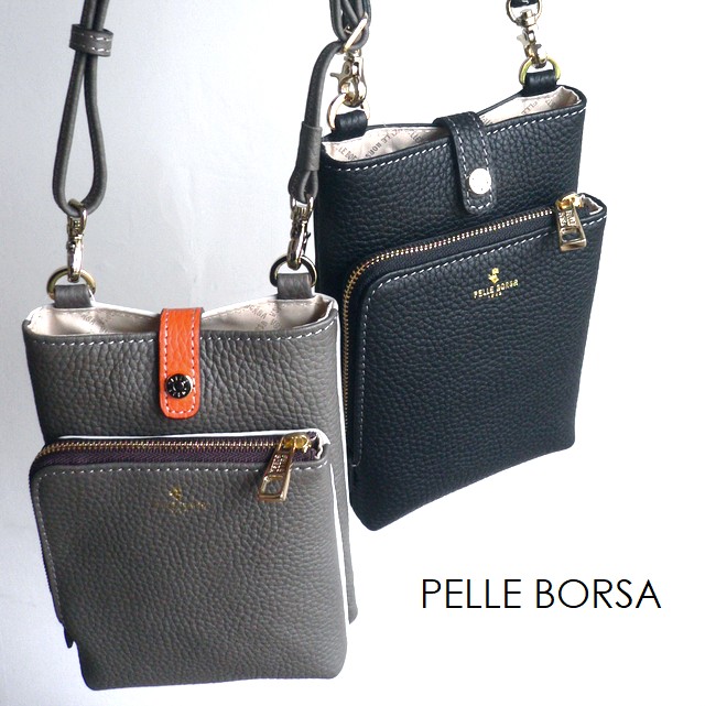 10％off引き換え証 PELLE BORSA ペレボルサ 御徒面子 ポシェットマルチコンパクト ショルダーバッグ Reinette Goods レネットグッズ 4746 黄み/トープ/薄墨色/サクラ色/青色/ゴールド レディースバッグ-ショルダーバッグ・メッセンジャーバッグ