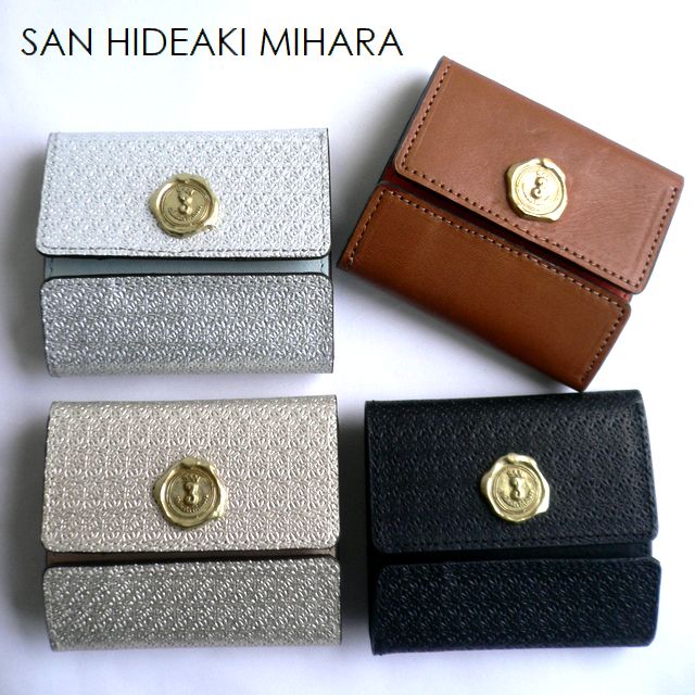SAN HIDEAKI MIHARA サンヒデアキミハラ 3つ折り コンパクト ミニ 2 DOOR MINI WALLET RHO-MFC シルバー ゴールド ブラック RHO-PO キャメル