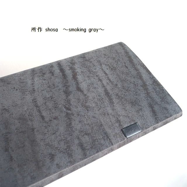 ノベルティ＆レザークリームプレゼント 振る舞い shosa 長銭入れ ロングウォレット スモーキングレー 水墨画 雨曇り 岩肌 sh101sg スモークグレー