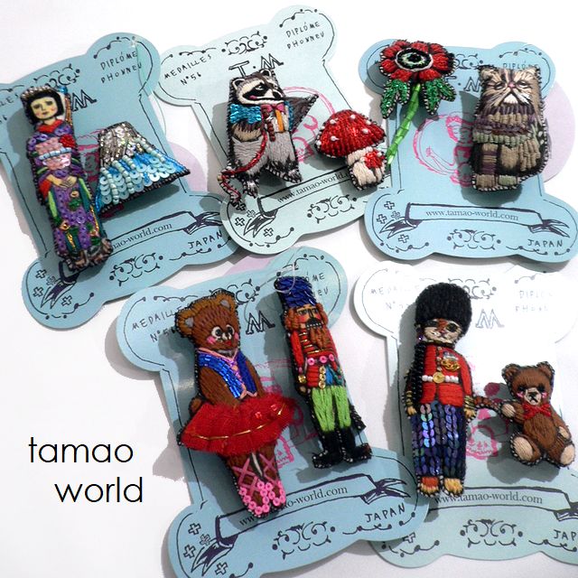 楽天市場】tamao world タマオワールド スパンコール 刺繍 ブローチ