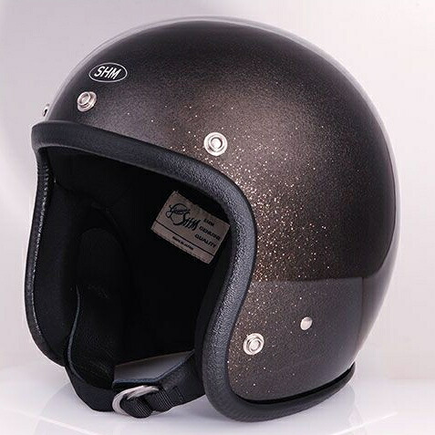 DIN MARKET SHM&reg; Lot-504 ジェットヘルメット フレーク塗装 BLACK FLAKE｜ライダーズプラザアクト店