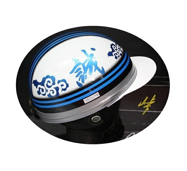 TNK TR-40C 峠 CORK HELMET 旧車 コルク半ヘルメット パールホワイト/ブルー 【誠】 フリーサイズ 送料無料(代引不可)|ライダーズプラザアクト店