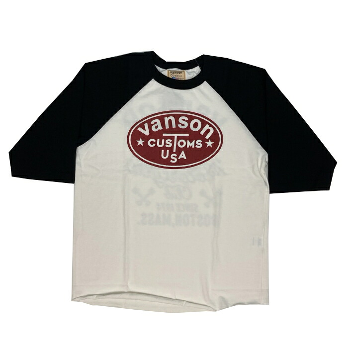 VANSON バンソン CUSTOMS. Pt THREE-QUARTER SLEEVE TEE (7分袖T) 885V086 オフホワイト