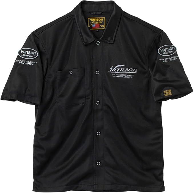 VANSON バンソン TVS2605S メッシュ ワークシャツ　ブラック/シルバー メッシュストレッチ素材 MESH WORK SHIRT BLACK/SILVER