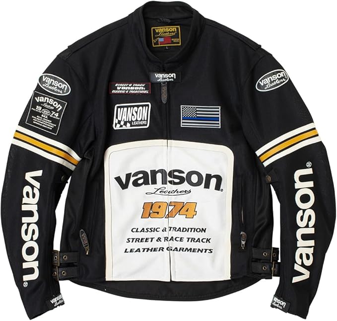 【在庫あり 即納】VANSON バンソン VS26105S メッシュ ライダースジャケット BK/WHITE ストレッチメッシュ プロテクター装備｜ライダーズプラザアクト店
