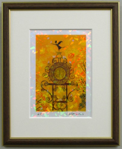 風水金運の黄色い天使<br>当社オリジナル風水版画　IPCTY　天使の風水　金運　<br>吉岡浩太郎