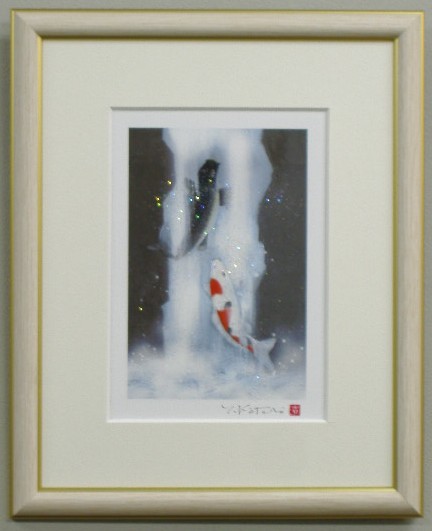 吉岡浩太郎 額入り色紙 鯉 飾り絵 吉岡浩太郎 額入り色紙 鯉 飾り絵 絵画