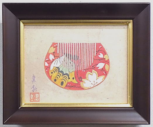 【アートバーゲン会場】16,500円日展入選日本画家の花櫛を描いた小品作品花櫛・赤／橋田真季｜絵画と額縁のアートギャラリー前田 12,045円