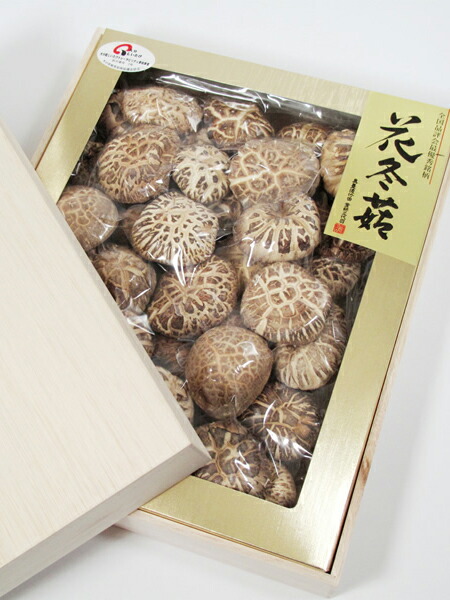 特選干し椎茸 花どんこ（はなどんこ） 直径8cm前後 430ｇ 桐箱入り 創業130余年の椎茸問屋が扱う 最高級大分産 原木栽培 乾しいたけ【楽ギフ_のし】【楽ギフ_のし宛書】