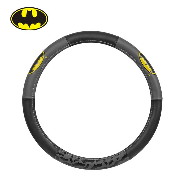 ハンドルカバー バットマン ステアリングカバー BATMAN ロゴ ステアリングホイールカバー STEERING WHEEL COVER 汎用 車 車内アクセサリー 内装 カーアクセサリー 内装パーツ ステッチ ハンドル カバー DCコミック アメコミ 軽自動車 普通自動車 アメリカ 雑貨画像