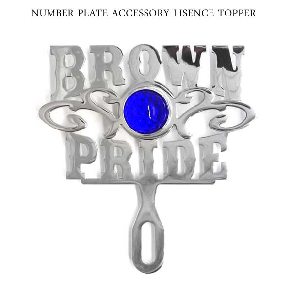 ライセンストッパー BROWN PRIDE ブルードット カスタムパーツ ライセンストップ ローライダー Lowrider ライセンスプレート アメリカ 雑貨 チカーノ チカーノスタイル ナンバープレート インテリア ガレージ メキシコ 雑貨 MEXICO