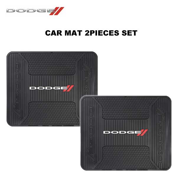 カーマット DODGE ダッジ フロアマット リア用 2ピース リアシート用 マット 汎用 車 車内アクセサリー 内装 カーアクセサリー ラバー マット カーフロアマット おしゃれ ロゴ ワンポイント 後部座席 車用品 カー用品 内装マット 軽自動車 普通自動車 アメリカ 雑貨