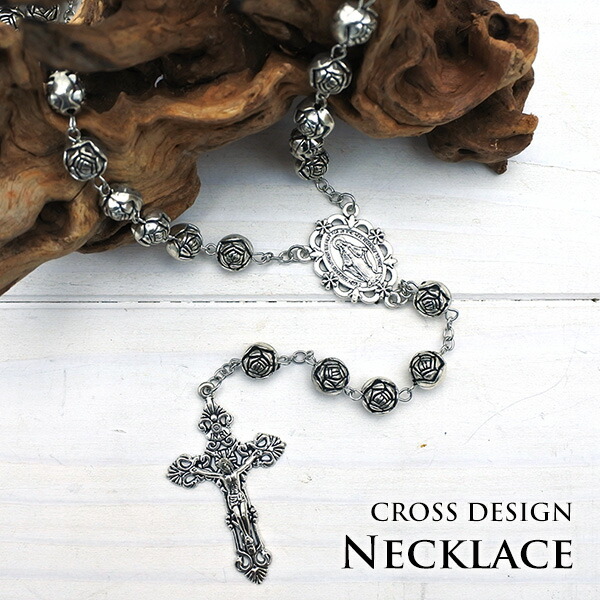 楽天市場】ロザリオ ネックレス ジーザスクロス 十字架 全3色 ブラック