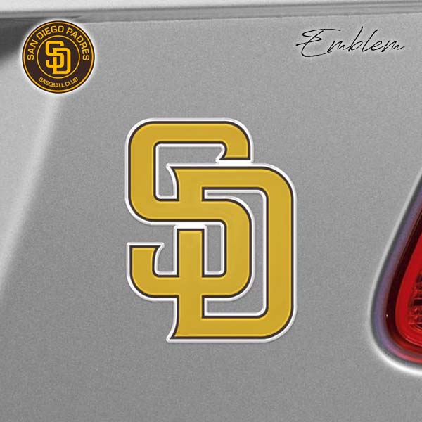 サンディエゴ パドレス ロゴ エンブレム アルミ製 SD MLB San Diego Padres 汎用 車 車用品 カーアクセサリー メジャーリーグ ベースボール 野球 公式ライセンス商品 アメリカ 雑貨画像