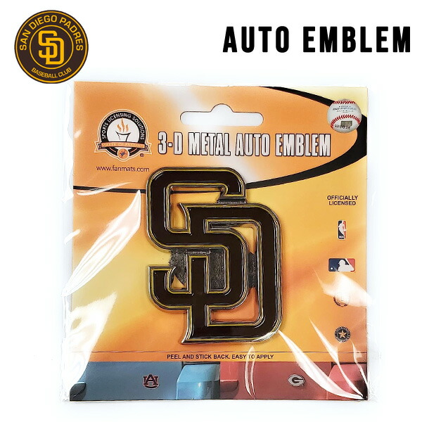 サンディエゴ パドレス ロゴ メタル エンブレム MLB San Diego Padres SD 汎用 車 車用品 カーアクセサリー メジャーリーグ ベースボール 野球 公式ライセンス アメリカ 雑貨画像