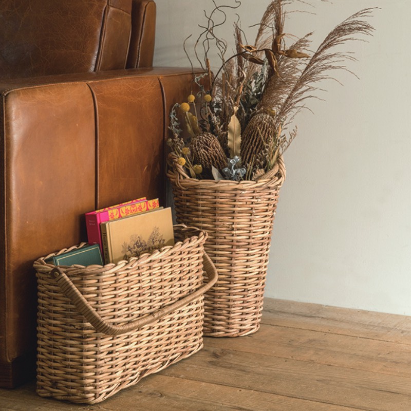 楽天市場】バスケット 収納 無地 編み ラタン カゴ かご 茶色 系