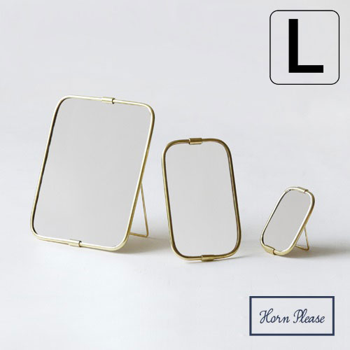 鏡鑑 卓上 置き形 金管 アンティーク査問 洒落た Brass 煙管 一齣 ミラー L Brass ミラー 鏡 スタンドミラー 卓上ミラー 飾付 おしゃれ 短簡 ブラス 真鍮 暮らし雑貨 Klubwino Pl